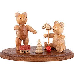 Two Bears Playing  -  4cm / 2 inch
