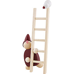 Wight with Ladder and Bird  -  Red  -  20cm / 8 inch